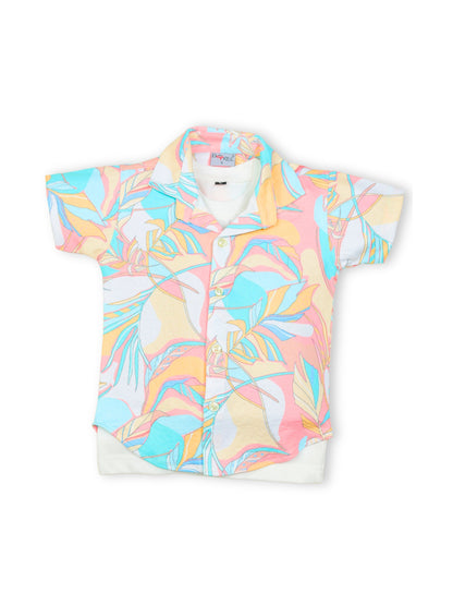 Dapper Dudes Half Sleeves Abstract Printed Shirt With Printed Tee - Yellow