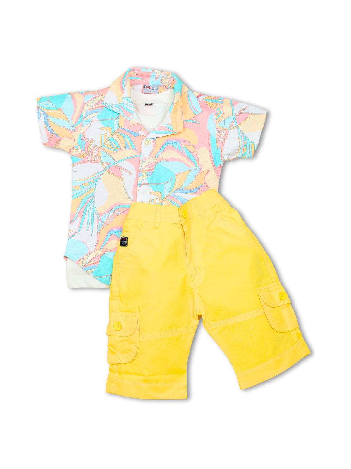 Dapper Dudes Half Sleeves Abstract Printed Shirt With Printed Tee - Yellow