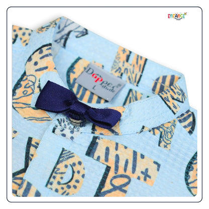 Dapper Dudes Half Sleeves Alphabets Printed Shirt Shorts & Bow With Suspender - S.Blue
