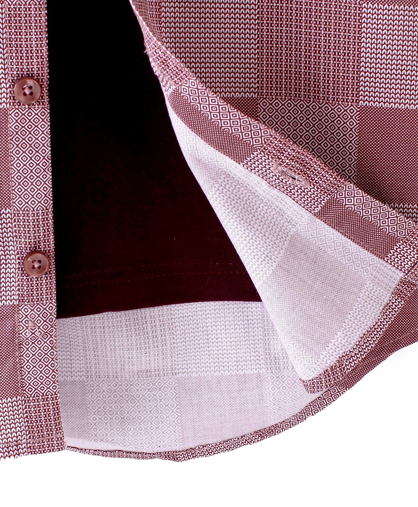 Dapper Dudes Full Sleeves Box Pattern Shirt With Attached Tee - Maroon
