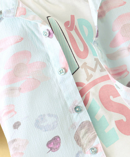 Dapper Dudes Full Sleeves Printed Shirt With Tee & Bottom - Pista