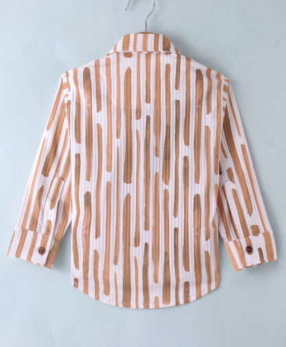Dapper Dudes Full Sleeves Printed Shirt With Attached Tee - Mustard