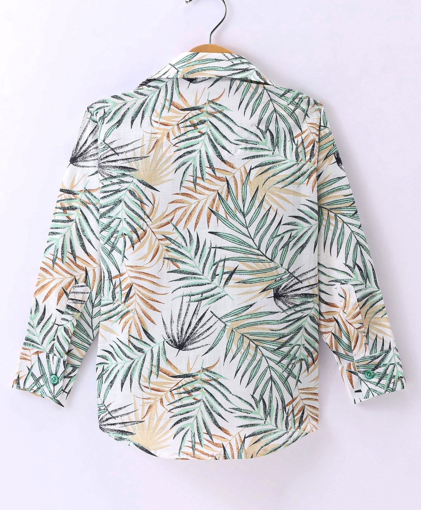 Dapper Dudes Full Sleeves Leaves Print Shirt With Attached Tee - Green