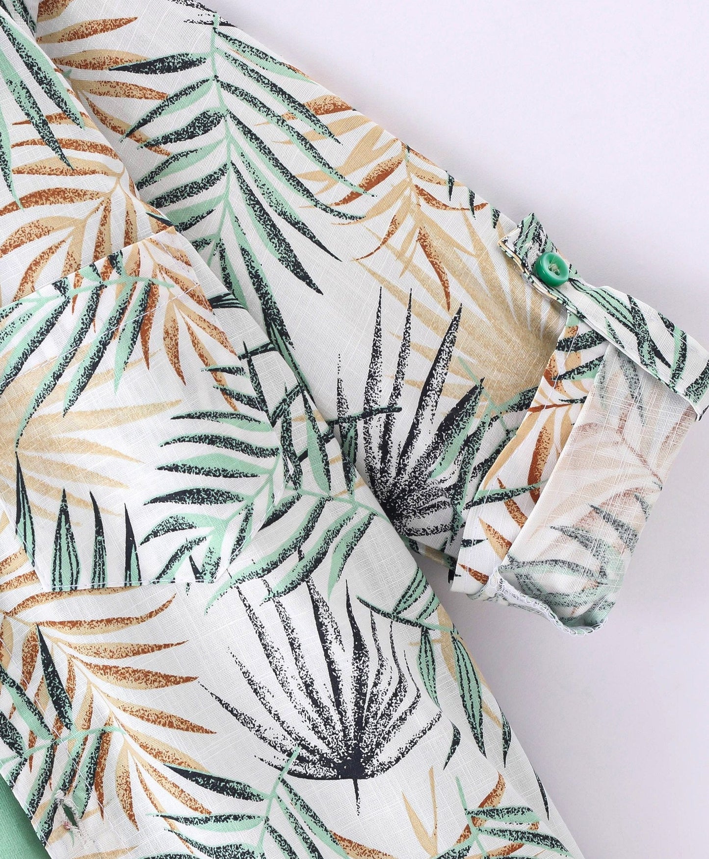 Dapper Dudes Full Sleeves Leaves Print Shirt With Attached Tee - Green