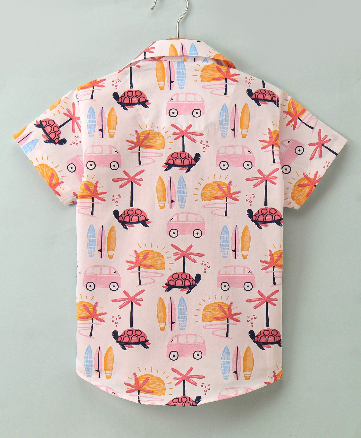 Dapper Dudes Half Sleeves Beach Print Shirt With Attached Tee - Pink
