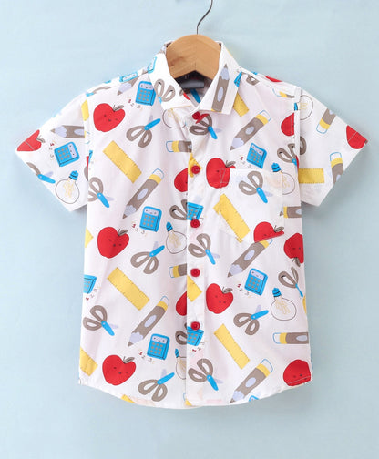 Dapper Dudes Half Sleeves Multi Print Shirt With Attached Tee - Red