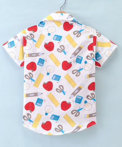 Dapper Dudes Half Sleeves Multi Print Shirt With Attached Tee - Red