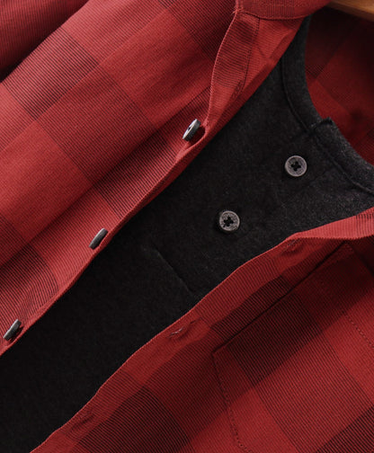 Dapper Dudes Full Sleeves Checked Shirt With Attached Tee - Red