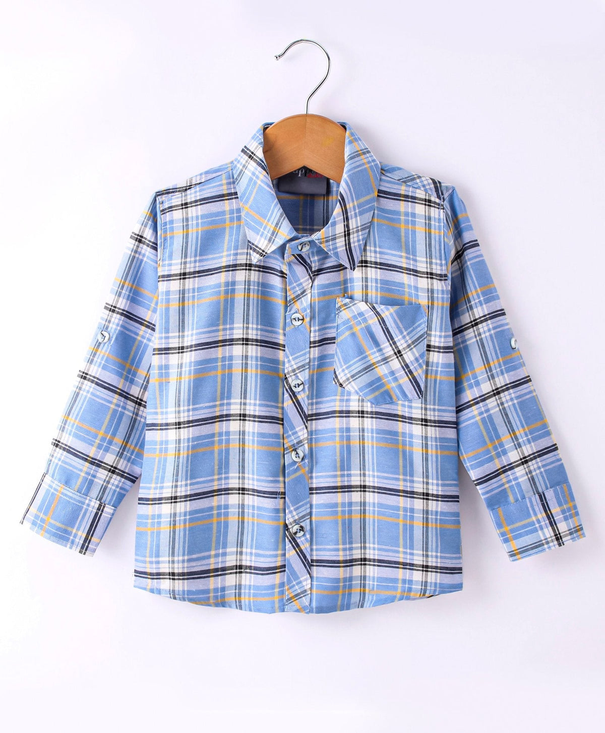 Dapper Dudes Full Sleeves Checked Shirt With Attached Tee - Blue