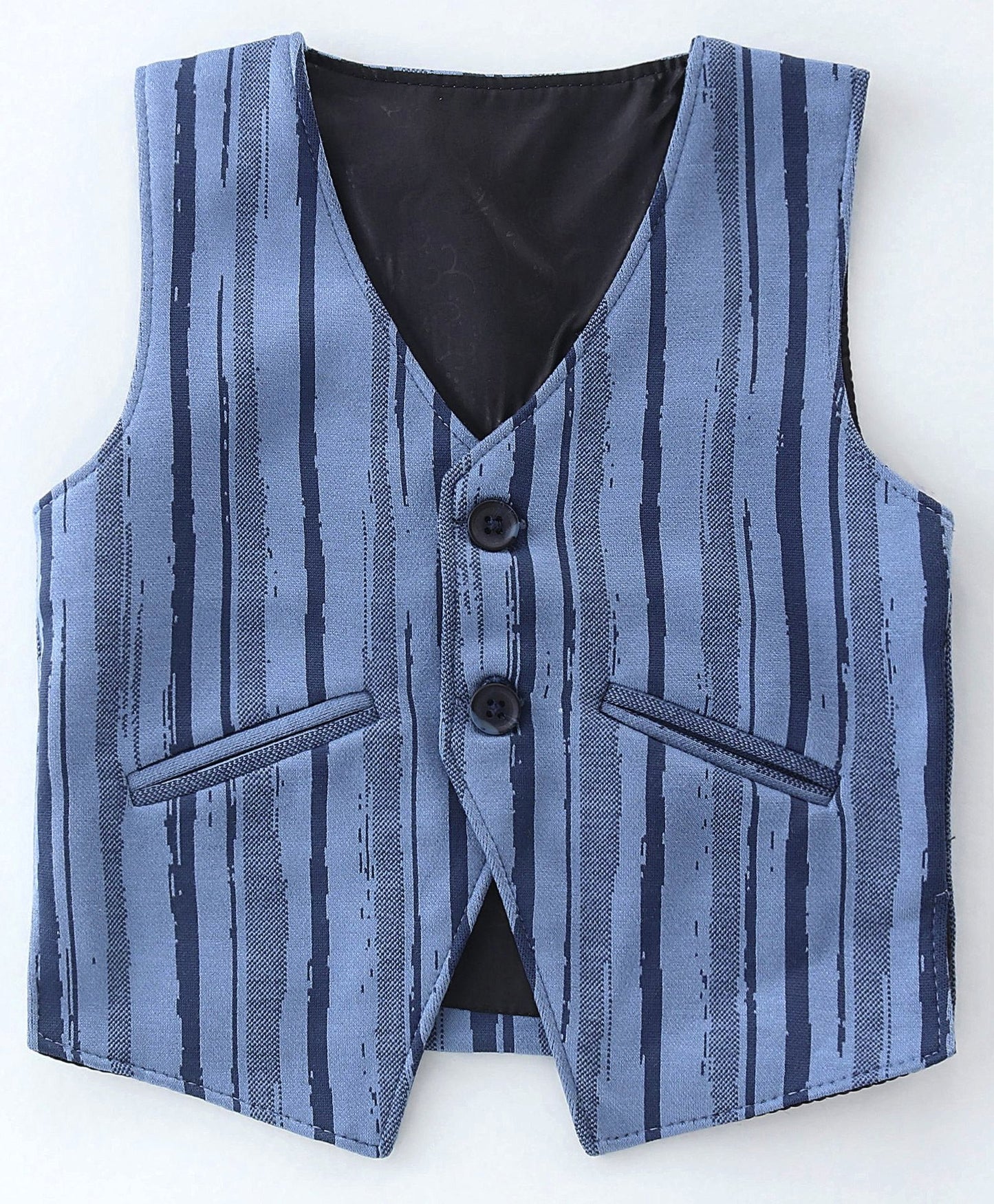 Dapper Dudes Full Sleeves Shirt With Striped Waistcoat , Bow , Cap & Bottom - Blue