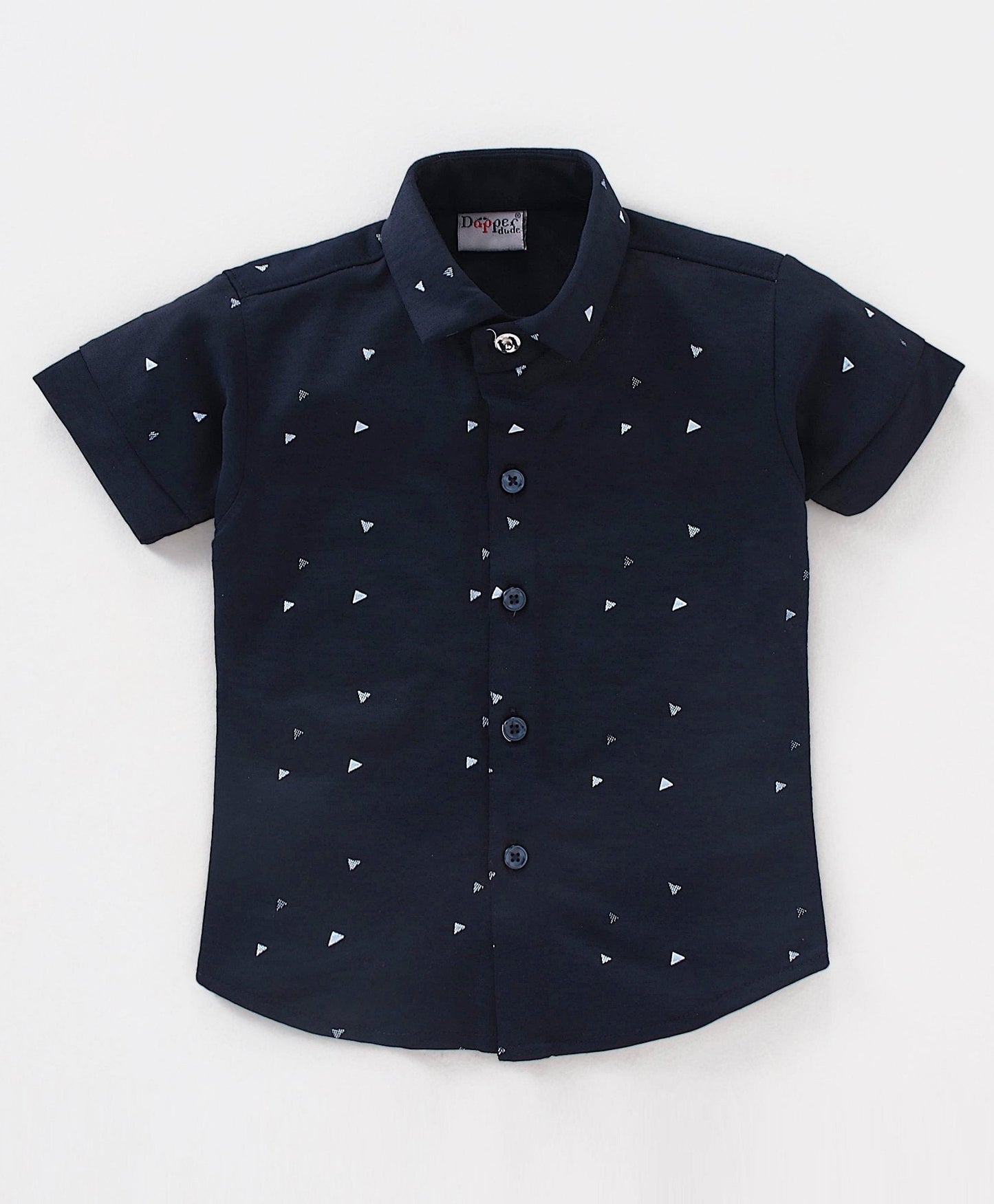Dapper Dudes Half Sleeves Shirt With Printed Waistcoat,Bow & Bottom - S.Blue