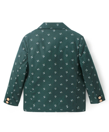 Dapper Dudes Full Sleeves Arrow Shape Print Blazer - D.Green