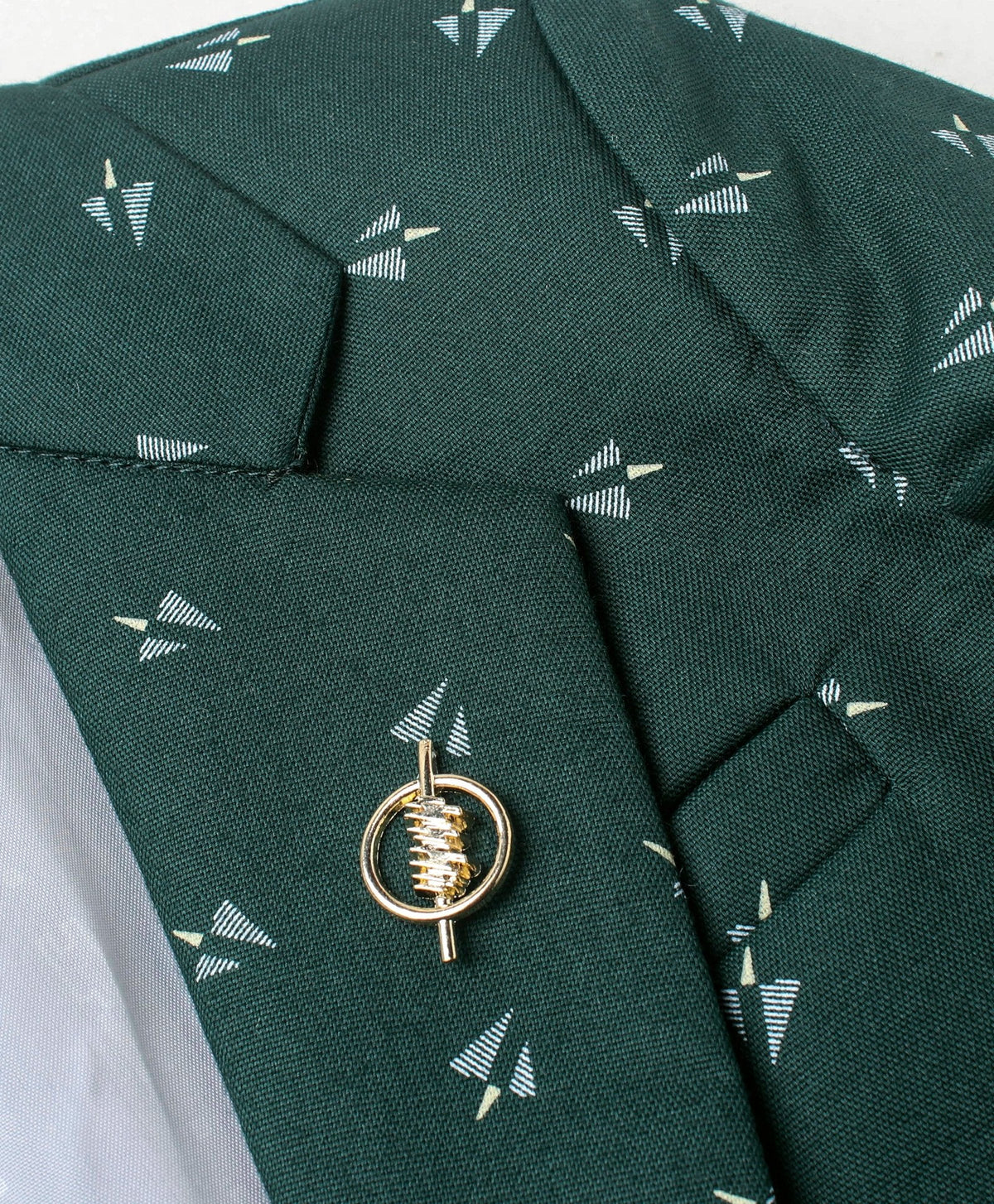 Dapper Dudes Full Sleeves Arrow Shape Print Blazer - D.Green