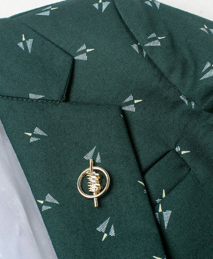 Dapper Dudes Full Sleeves Arrow Shape Print Blazer - D.Green