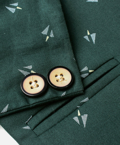 Dapper Dudes Full Sleeves Arrow Shape Print Blazer - D.Green