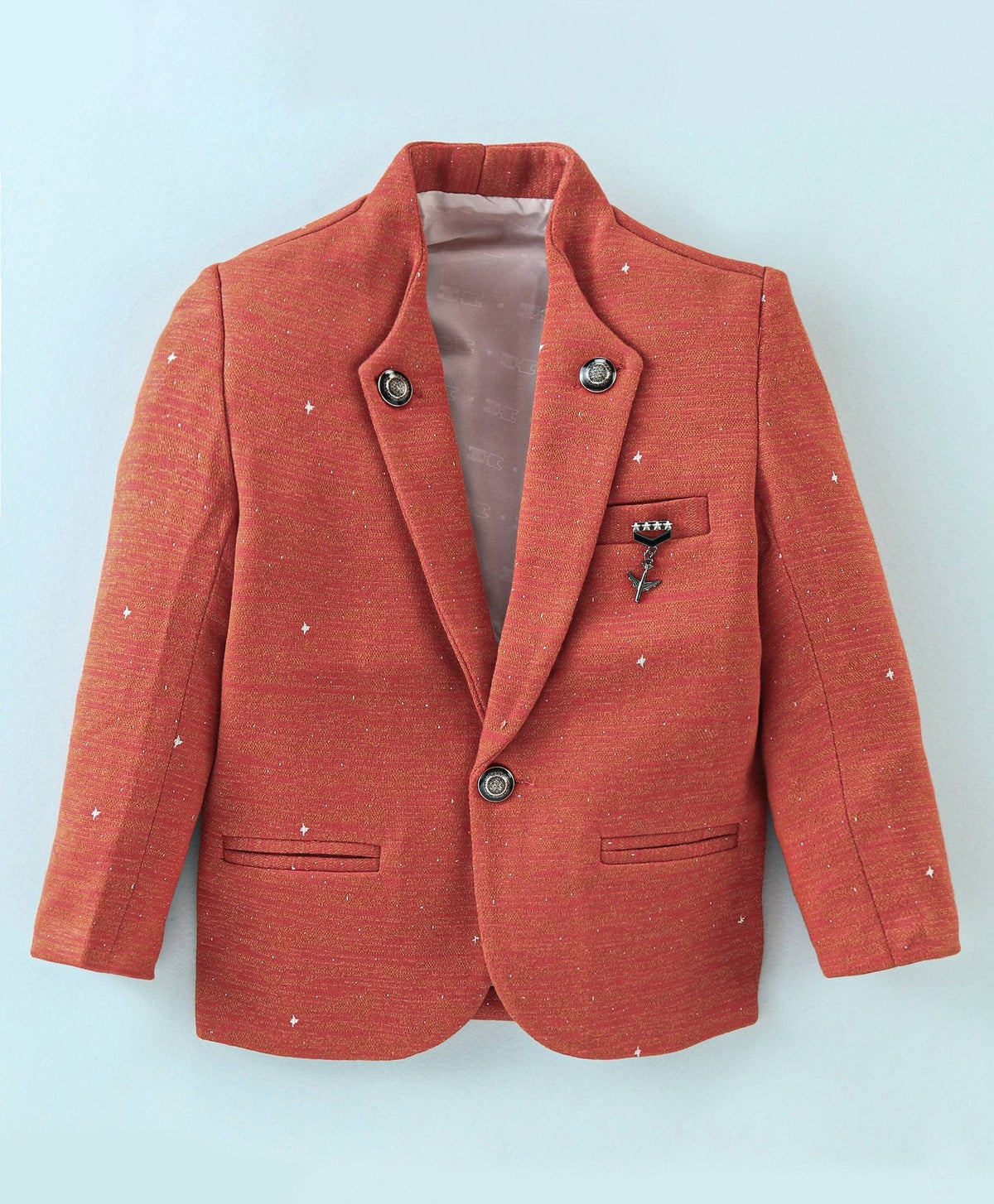 Dapper Dudes Full Sleeves Blazer With Printed Tee - Orange