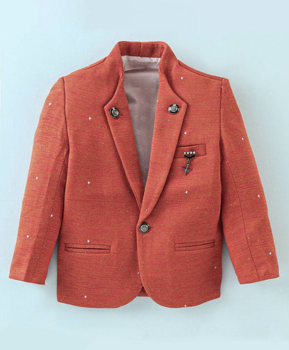 Dapper Dudes Full Sleeves Blazer With Printed Tee - Orange