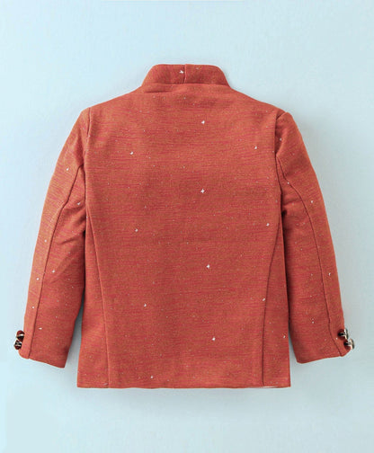 Dapper Dudes Full Sleeves Blazer With Printed Tee - Orange