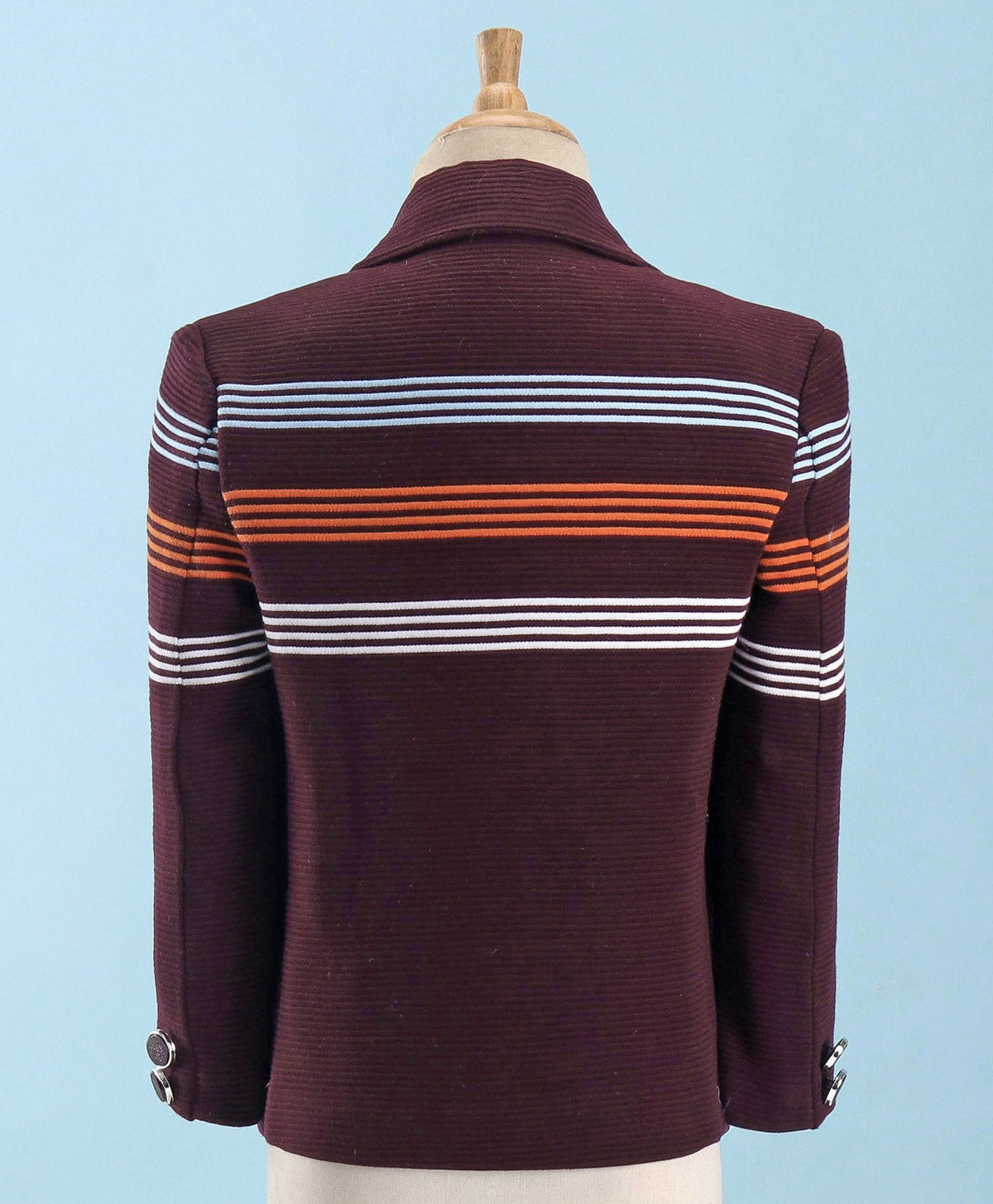 Dapper Dudes Full Sleeves Striped Blazer With Tee - Wine
