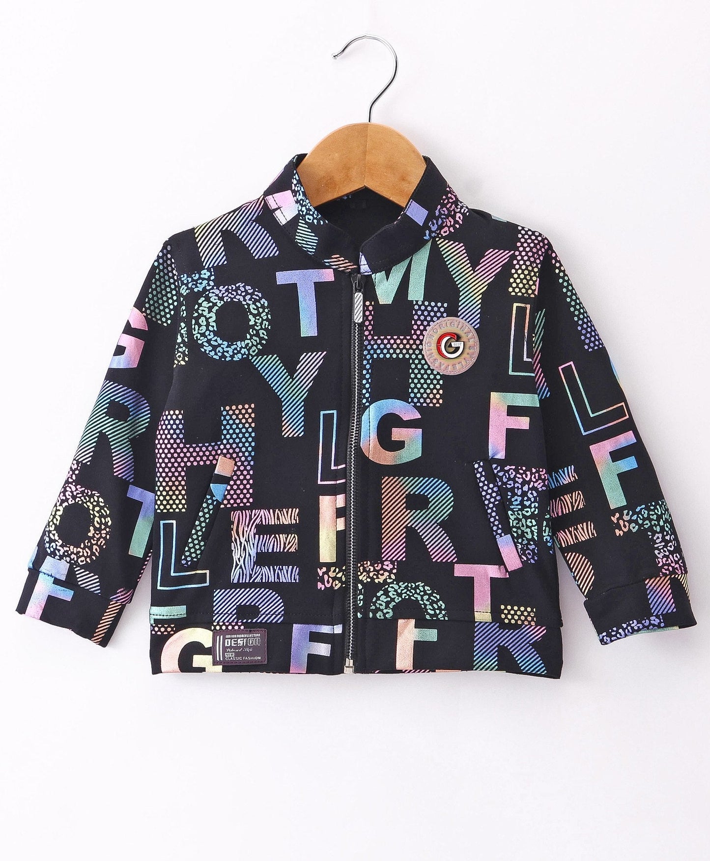 Dapper Dudes Full Sleeves Alphabets Print Jacket With Tee - Black