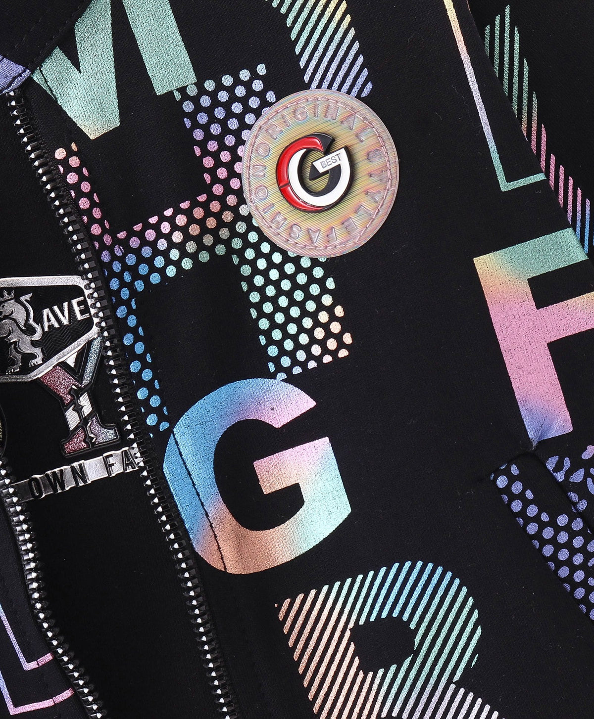 Dapper Dudes Full Sleeves Alphabets Print Jacket With Tee - Black