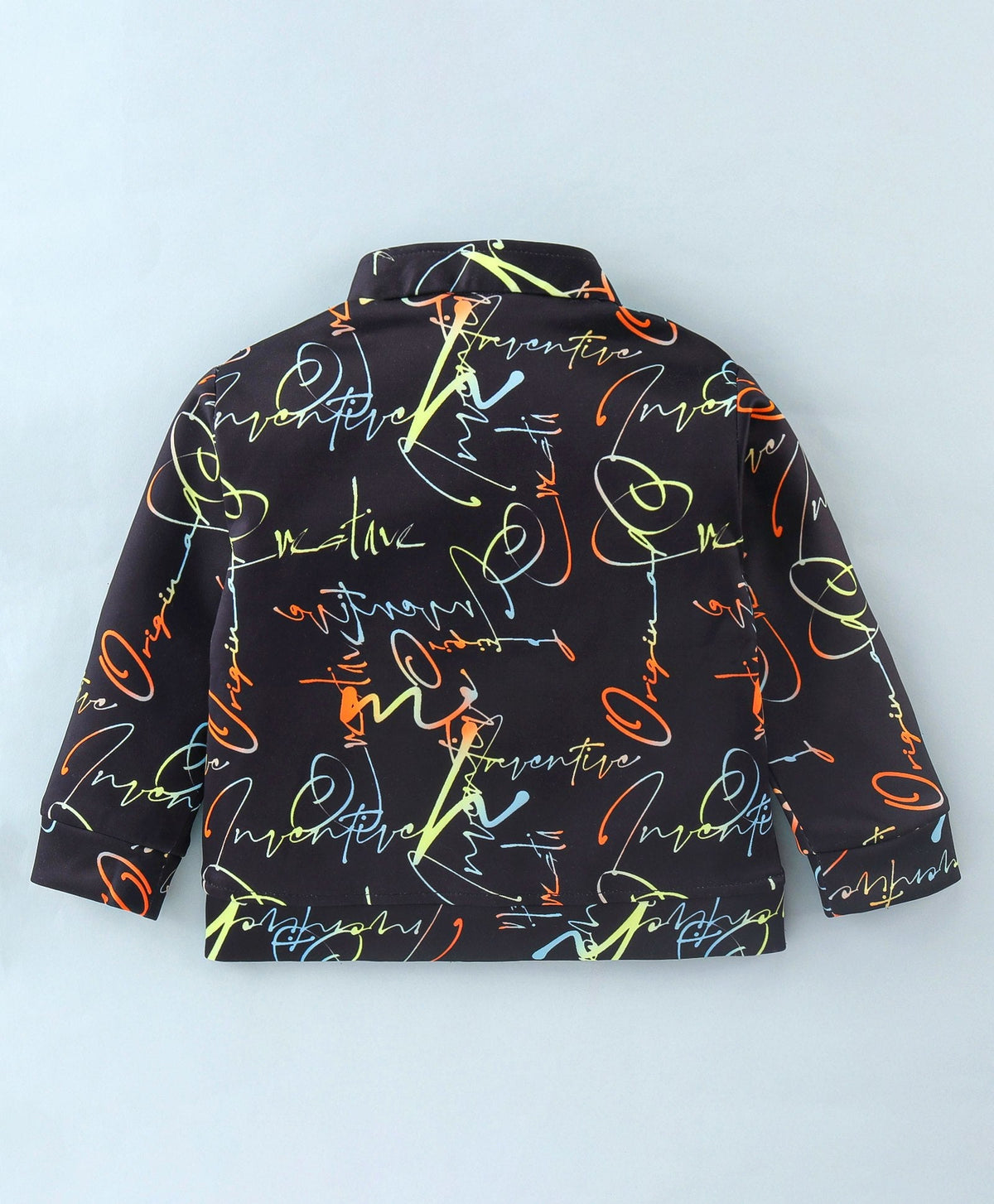 Dapper Dudes Full Sleeves Text Print Jacket With Tee & Track Pant - Black