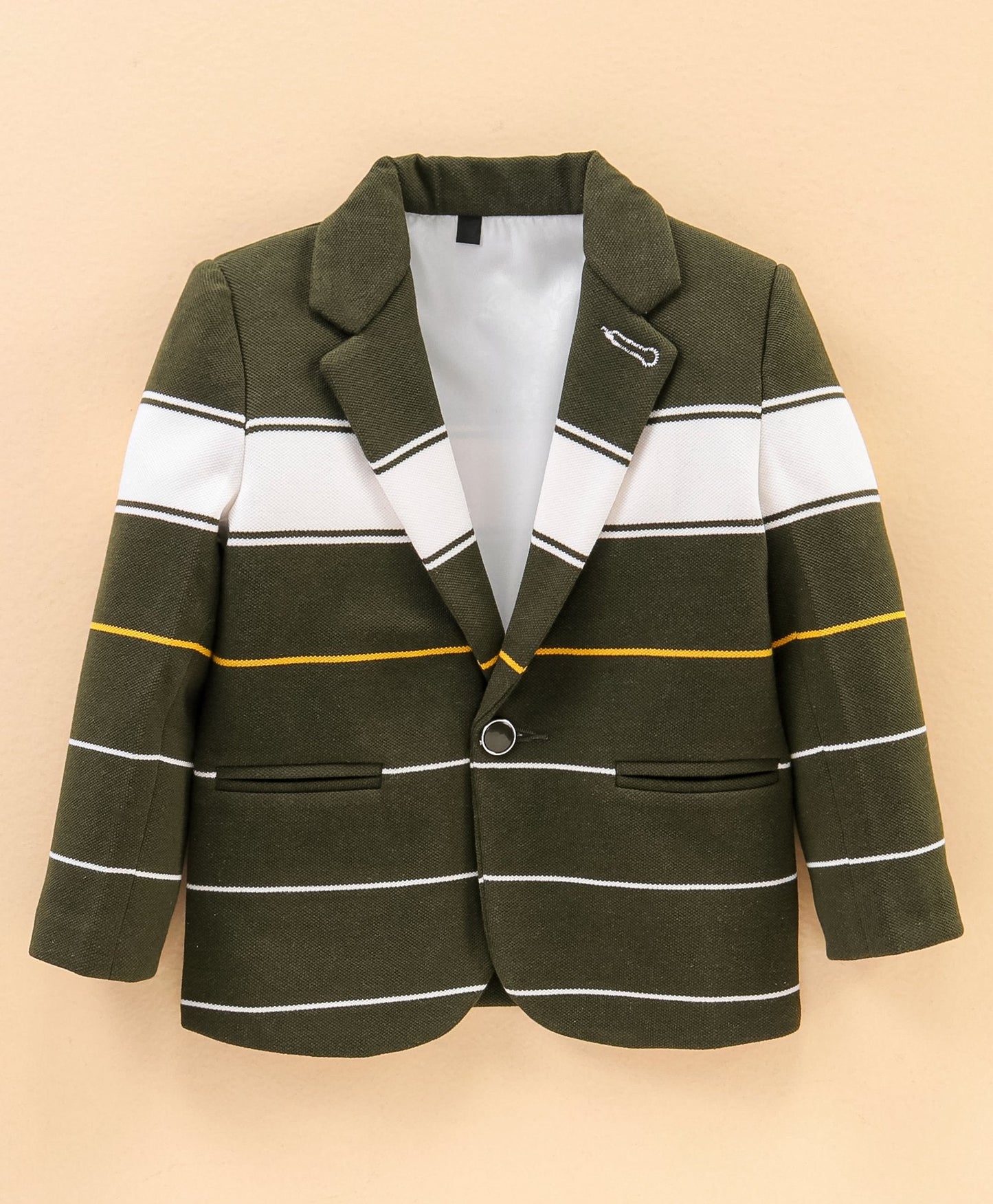 Dapper Dudes Full Sleeves Striped Blazer With Tee - Olive