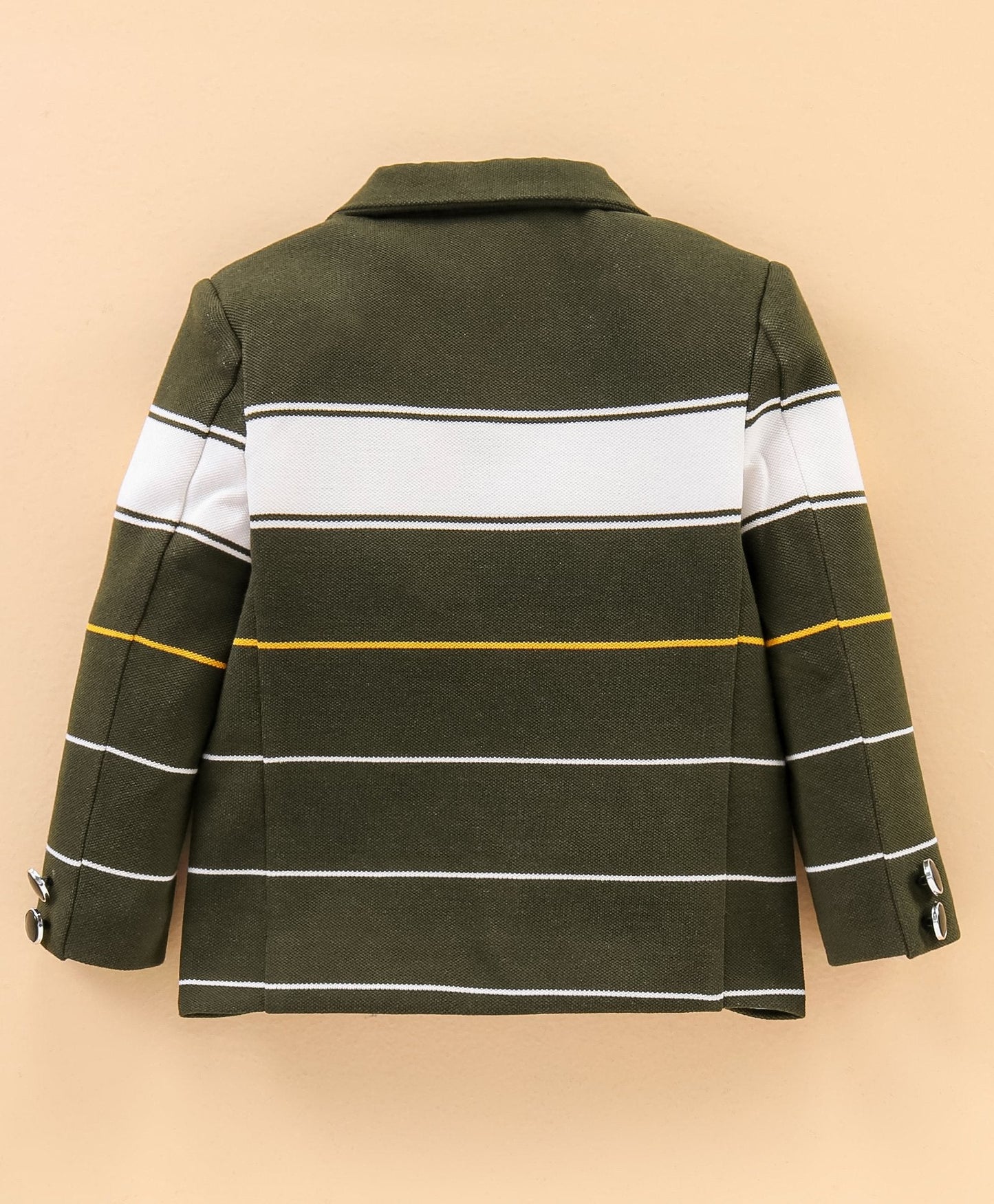 Dapper Dudes Full Sleeves Striped Blazer With Tee - Olive