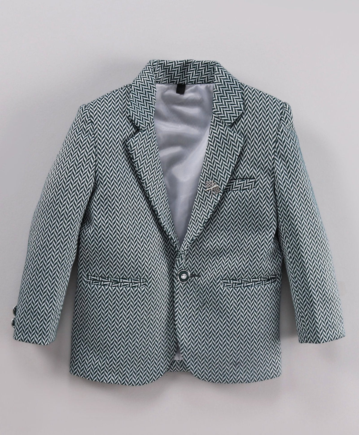 Dapper Dudes Full Sleeves Striped Designed Blazer With D Alfhabet Printed Tee - D.Green
