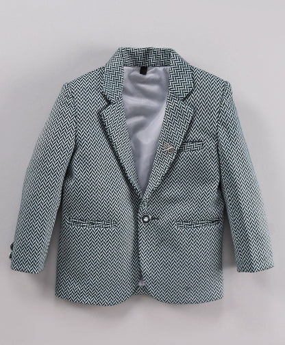 Dapper Dudes Full Sleeves Striped Designed Blazer With D Alfhabet Printed Tee - D.Green