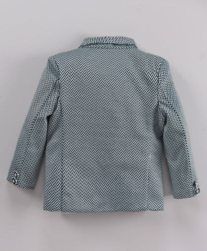 Dapper Dudes Full Sleeves Striped Designed Blazer With D Alfhabet Printed Tee - D.Green