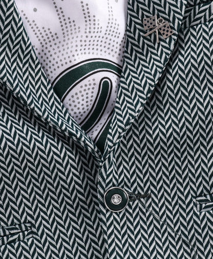 Dapper Dudes Full Sleeves Striped Designed Blazer With D Alfhabet Printed Tee - D.Green