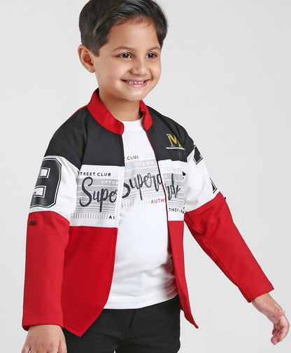 Dapper Dudes Full Sleeves Abstract Print Jacket With Tee - Red