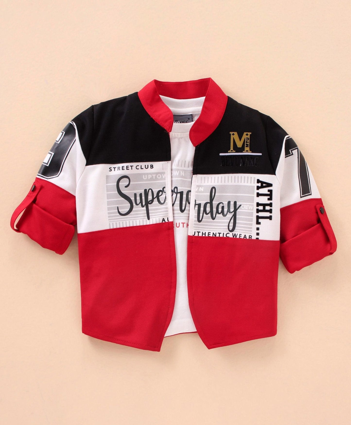 Dapper Dudes Full Sleeves Abstract Print Jacket With Tee - Red