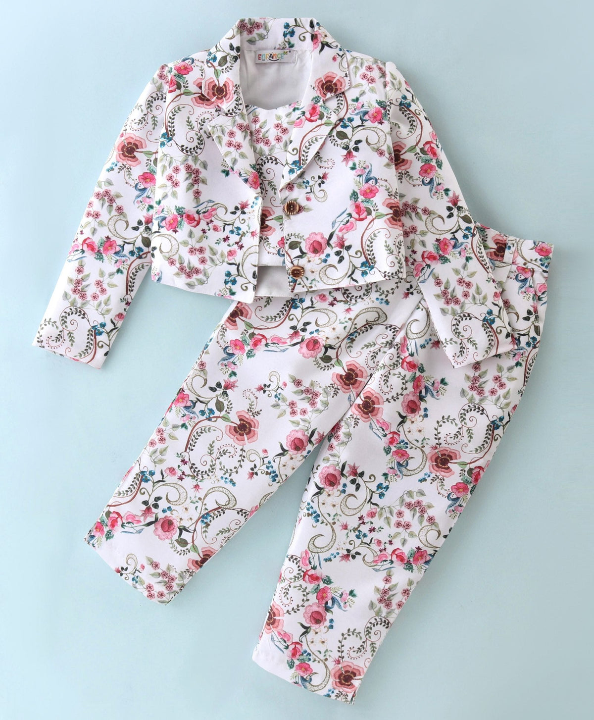 Enfance Sleeveless Top With Pant And Jacket-White