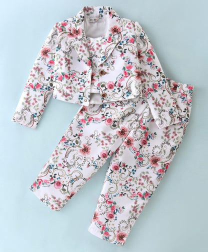 Enfance Sleeveless Top With Pant And Jacket-White