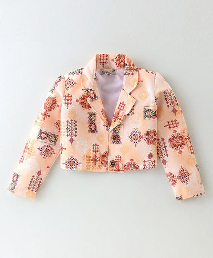 Enfance Sleeveless Top With Pant And Jacket-Orange