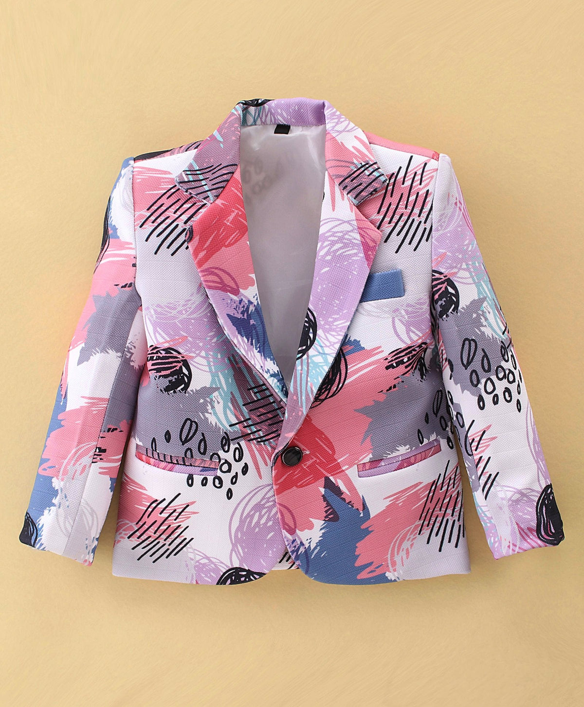 Dapper Dudes Full Sleeves Printed Blazer With Tee & Bottom - Pink