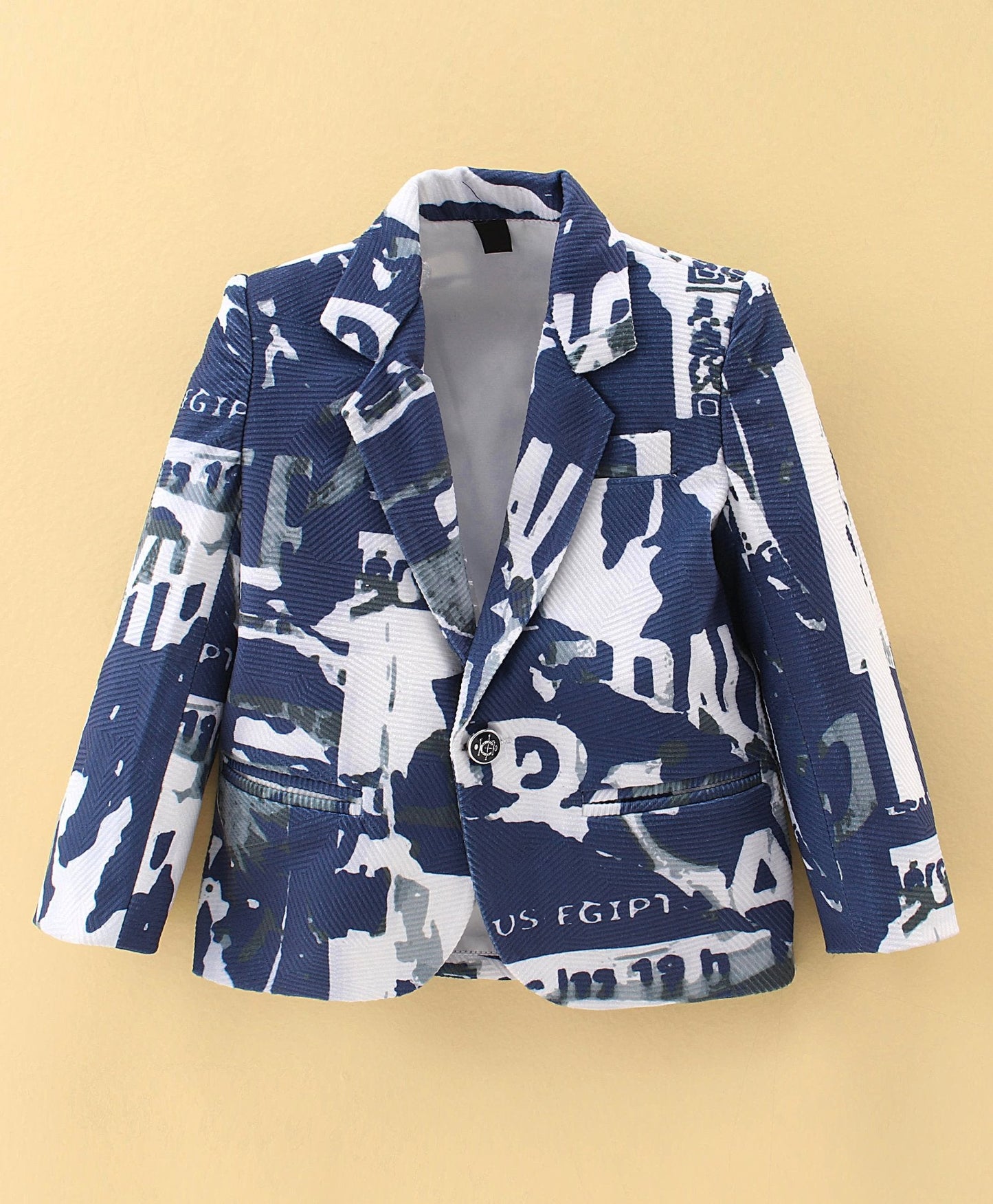 Dapper Dudes Full Sleeves Printed Blazer With Tee & Bottom - Blue