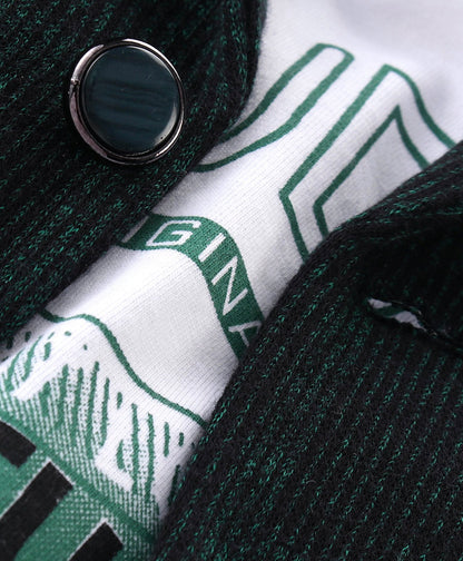 Dapper Dudes Full Sleeves Printed Blazer With Tee & Bottom - D.Green