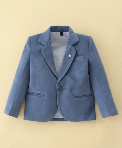 Dapper Dudes Full Sleeves Blazer With Printed Tee & Bottom - D.Grey