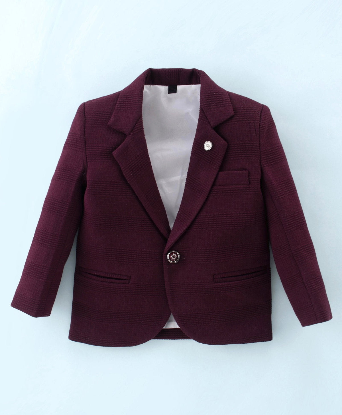 Dapper Dudes Full Sleeves Blazer With Printed Tee & Bottom - Wine