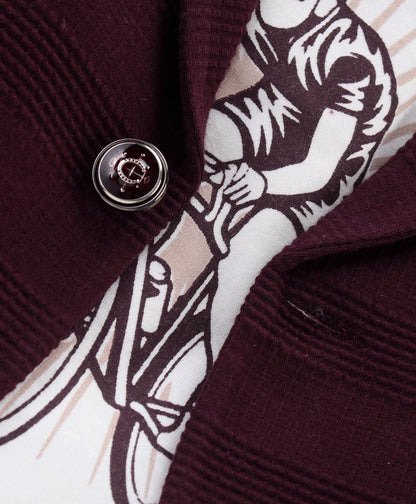 Dapper Dudes Full Sleeves Blazer With Printed Tee & Bottom - Wine