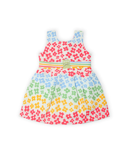 Enfance Sleeveless Multi Color Flower Printed Casual Dress-Red