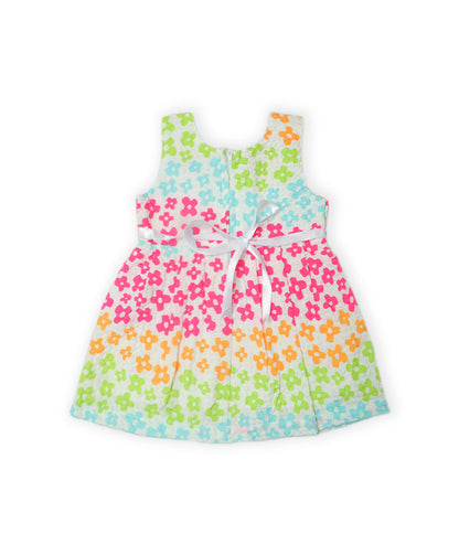 Enfance Sleeveless Multi Color Flower Printed Casual Dress-Pink