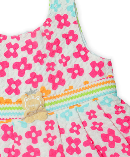 Enfance Sleeveless Multi Color Flower Printed Casual Dress-Pink