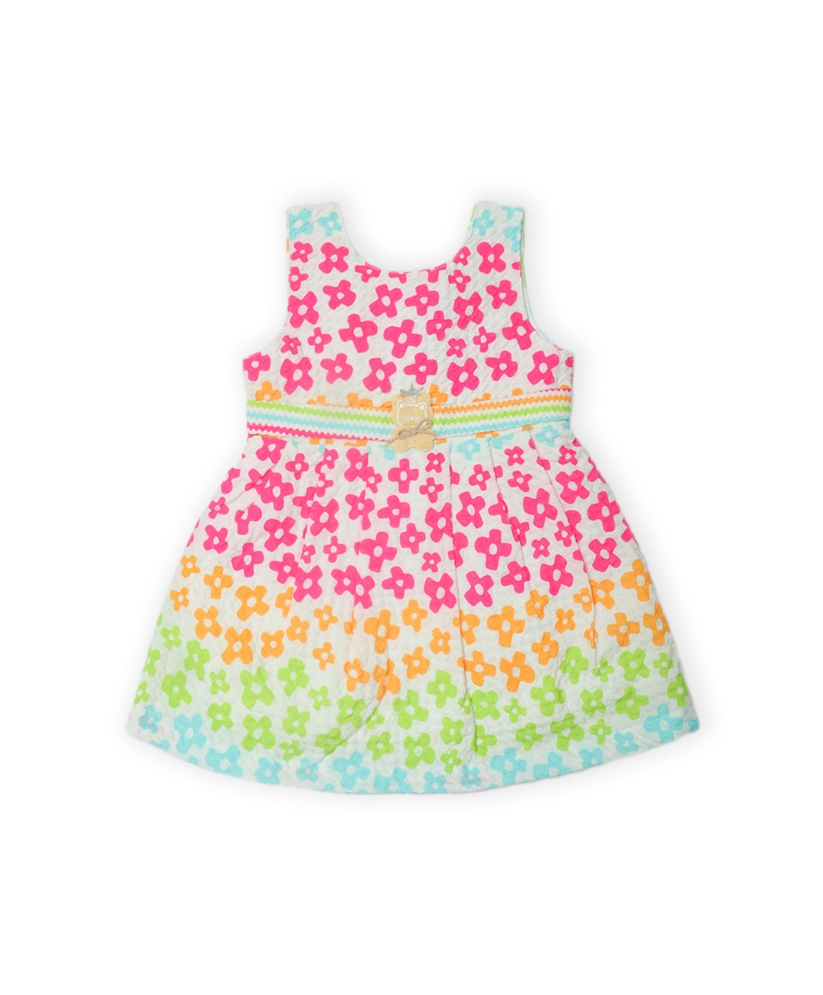 Enfance Sleeveless Multi Color Flower Printed Casual Dress-Pink