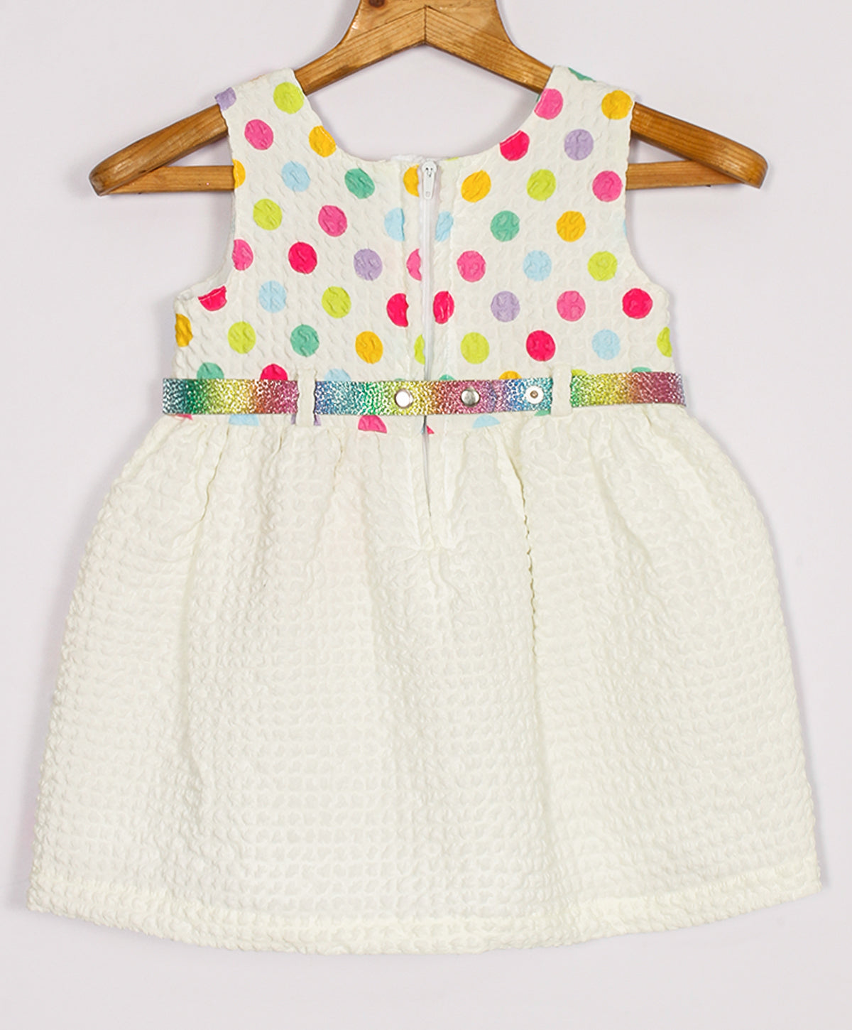 Enfance Sleeveless Multi Polka Dot Printed Casual Dress - Pink