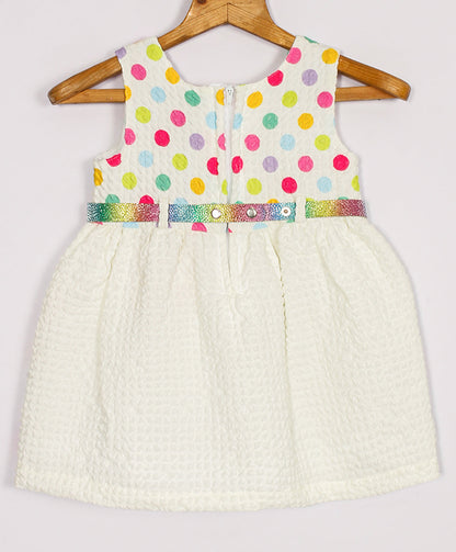 Enfance Sleeveless Multi Polka Dot Printed Casual Dress - Pink