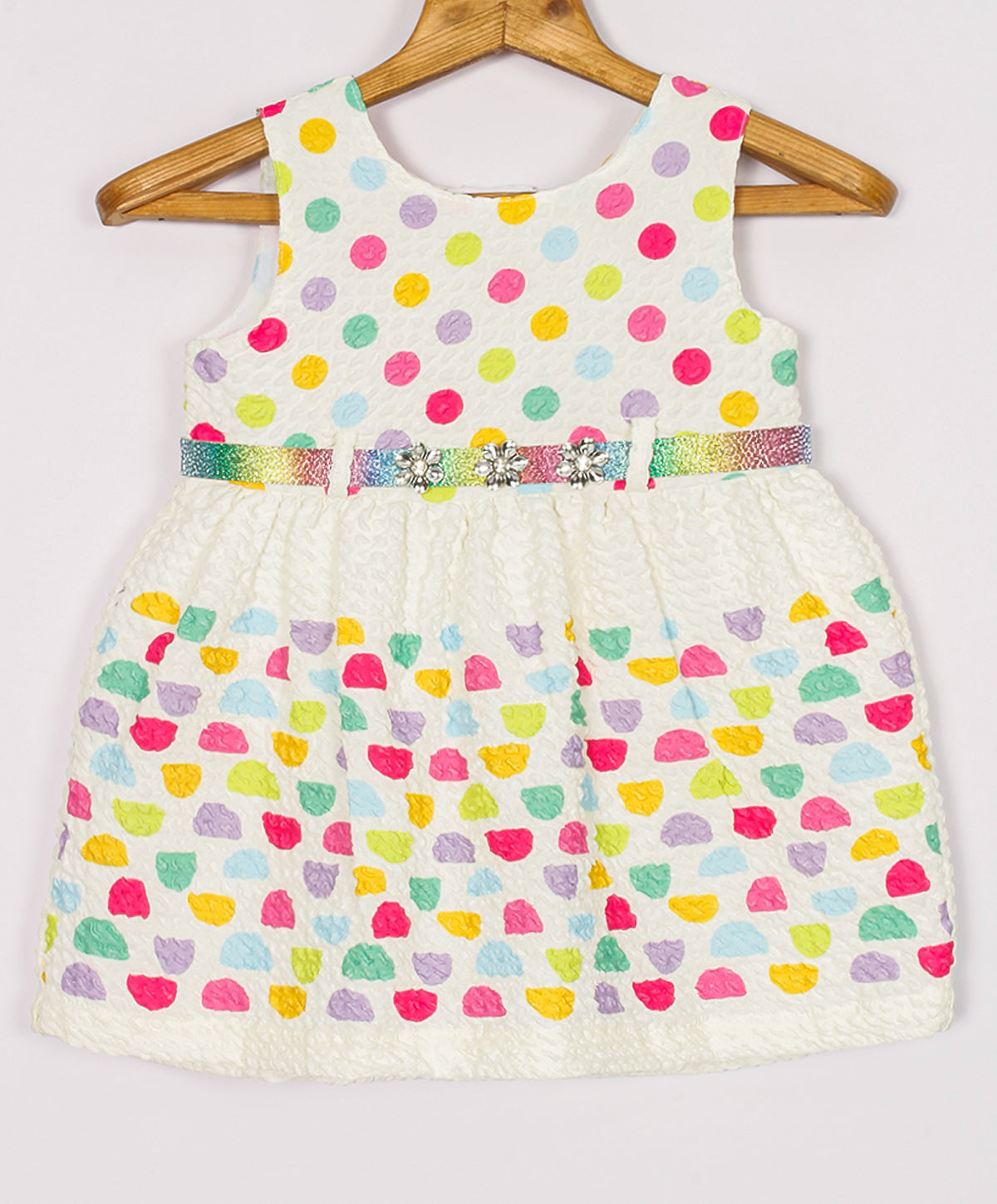 Enfance Sleeveless Multi Polka Dot Printed Casual Dress - Pink
